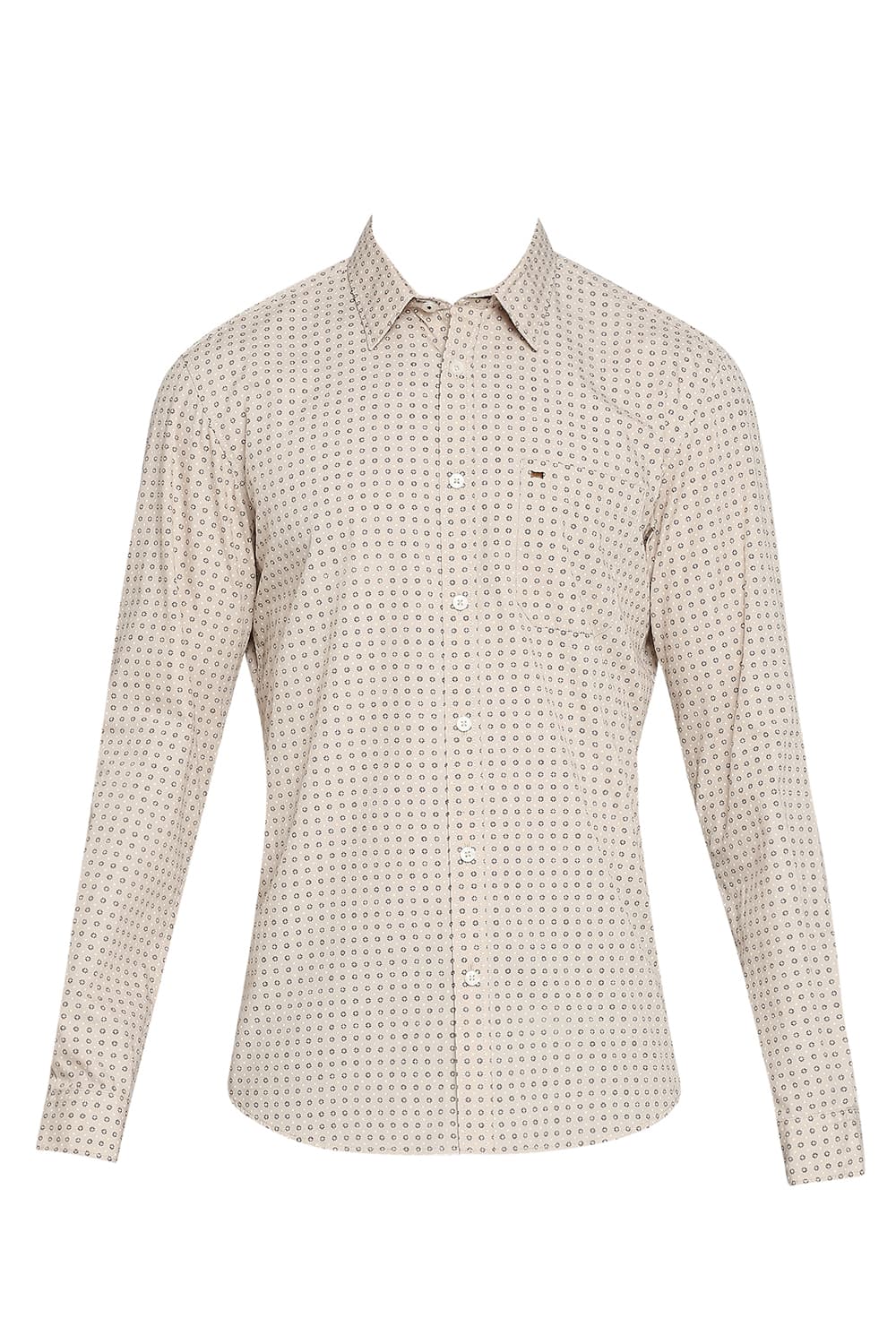 BASICS SLIM FIT COTTON POPLIN PRINTED SHIRT