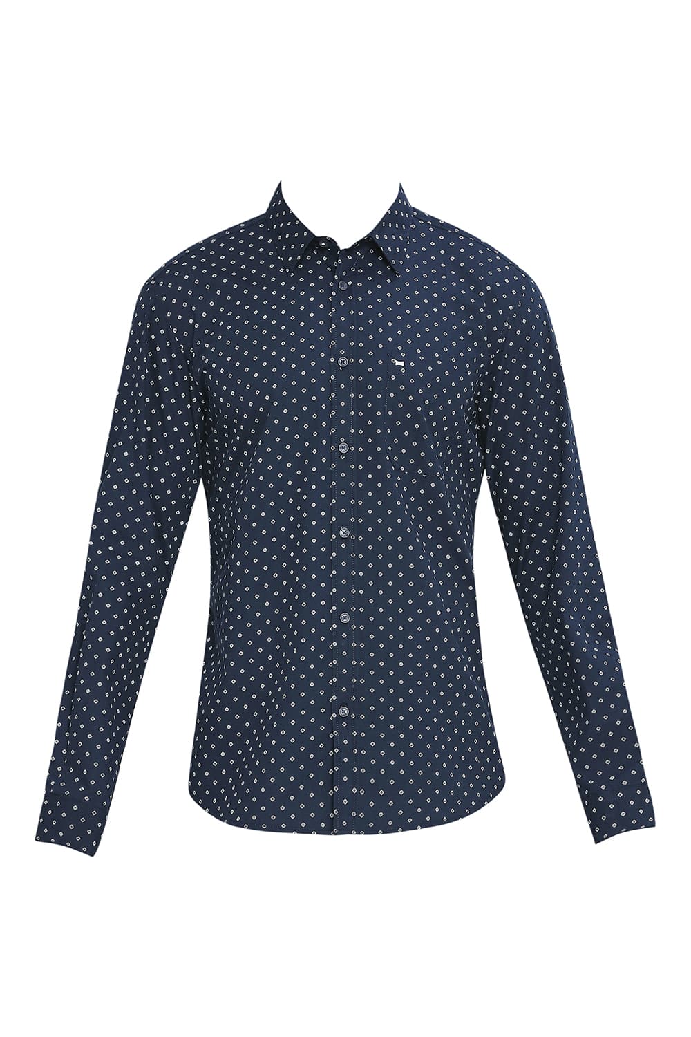 BASICS SLIM FIT COTTON POPLIN PRINTED SHIRT