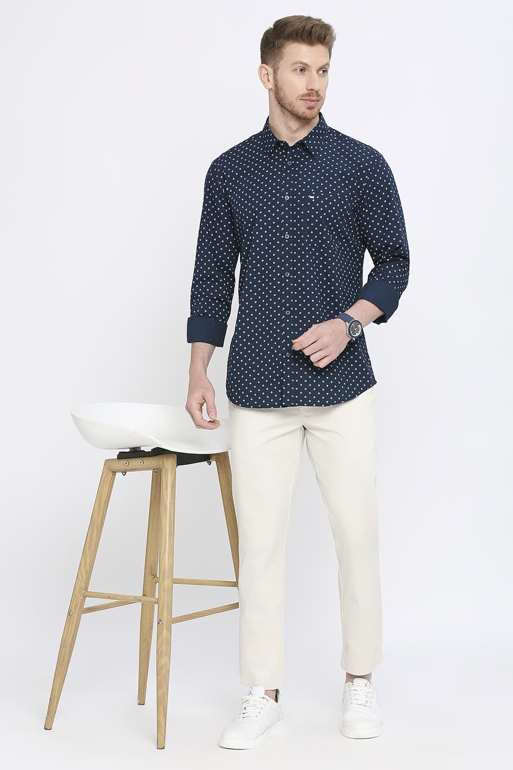 Slim Fit Cotton Poplin Printed Shirt