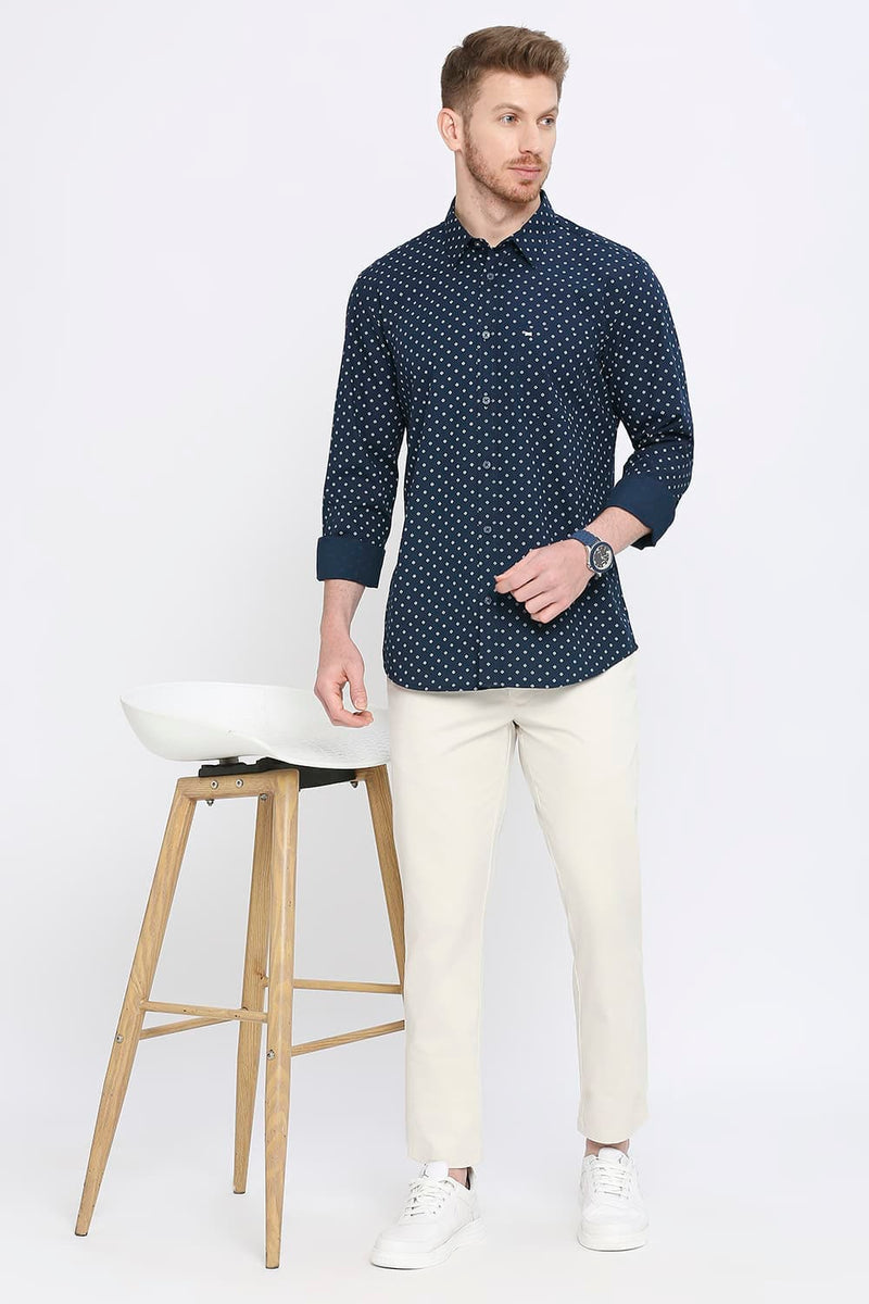 Slim Fit Cotton Poplin Printed Shirt