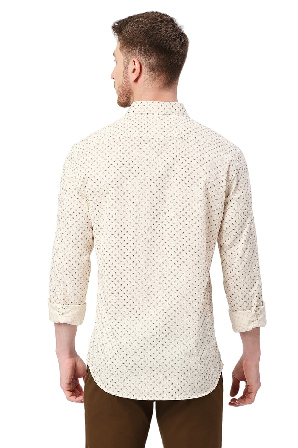 BASICS SLIM FIT COTTON TWILL PRINTED SHIRT