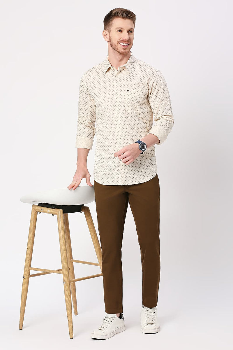 Slim Fit Cotton Twill Printed Shirt