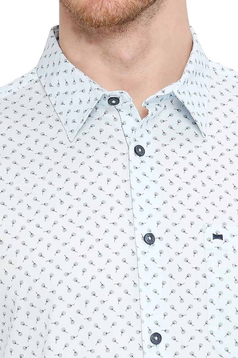 BASICS SLIM FIT COTTON TWILL PRINTED SHIRT