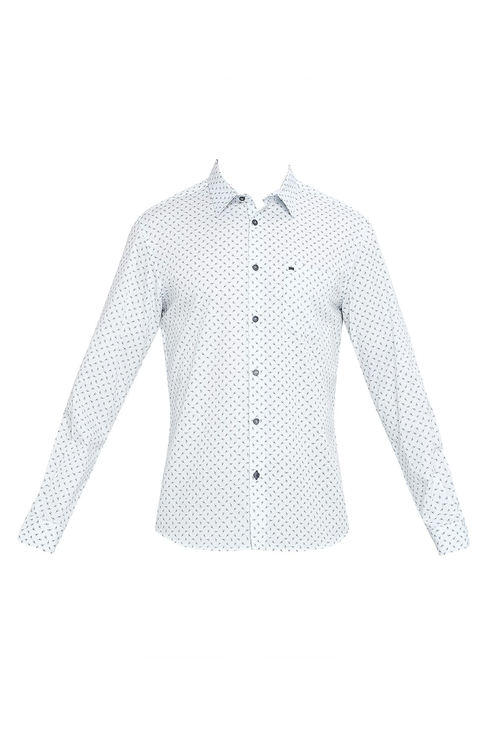 BASICS SLIM FIT COTTON TWILL PRINTED SHIRT