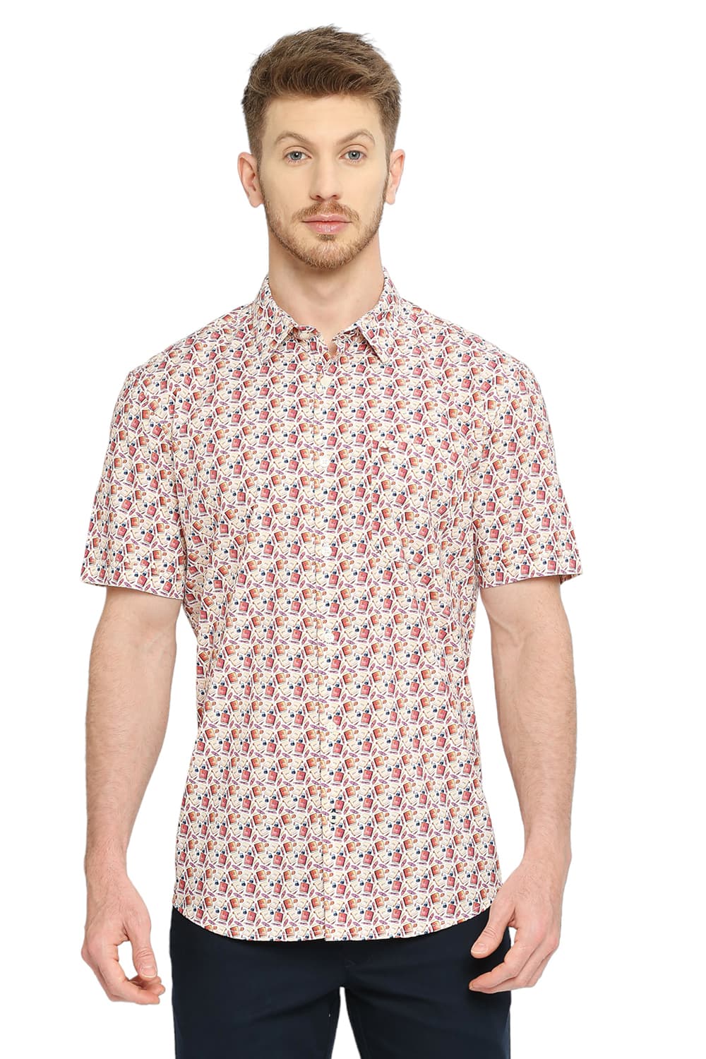 BASICS SLIM FIT COTTON DIGITAL PRINTED SHIRT