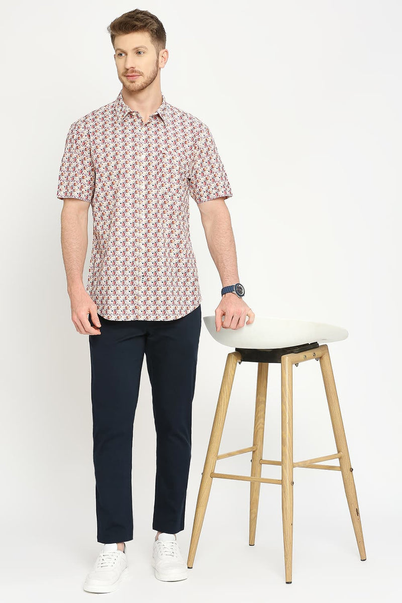 Slim Fit Cotton Digital Printed Halfsleeves Shirt