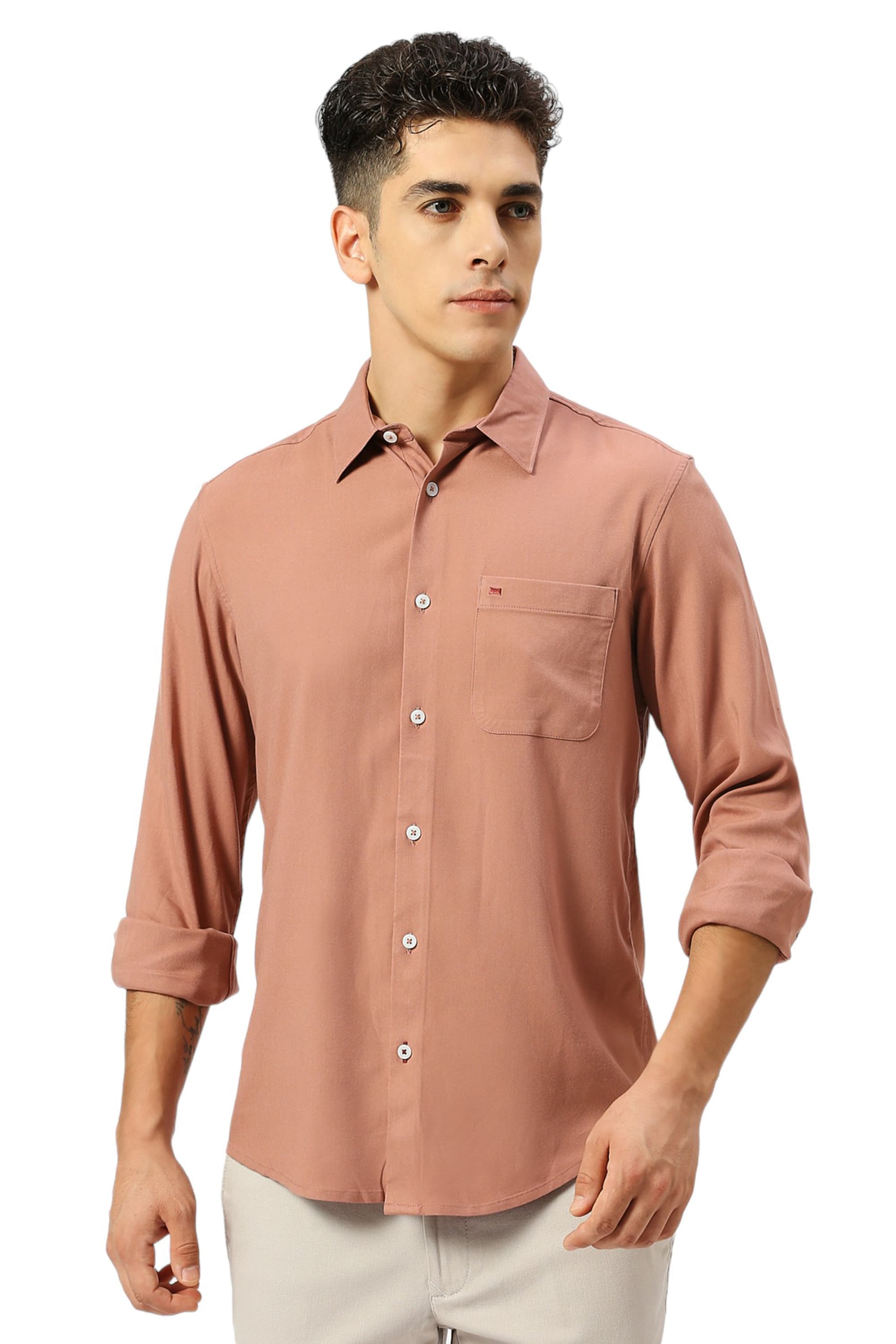 SLIM FIT VISCOSE POLYESTER STRETCH TWILL SHIRT