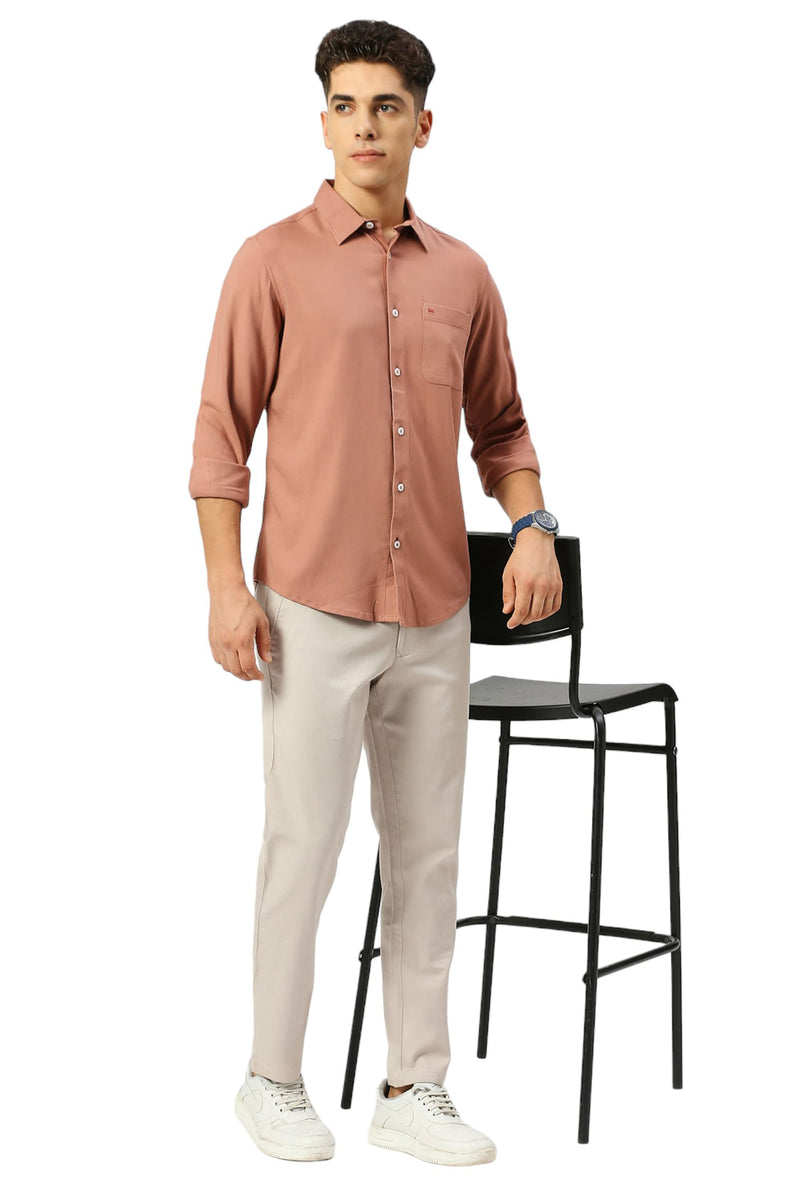 SLIM FIT VISCOSE POLYESTER STRETCH TWILL SHIRT