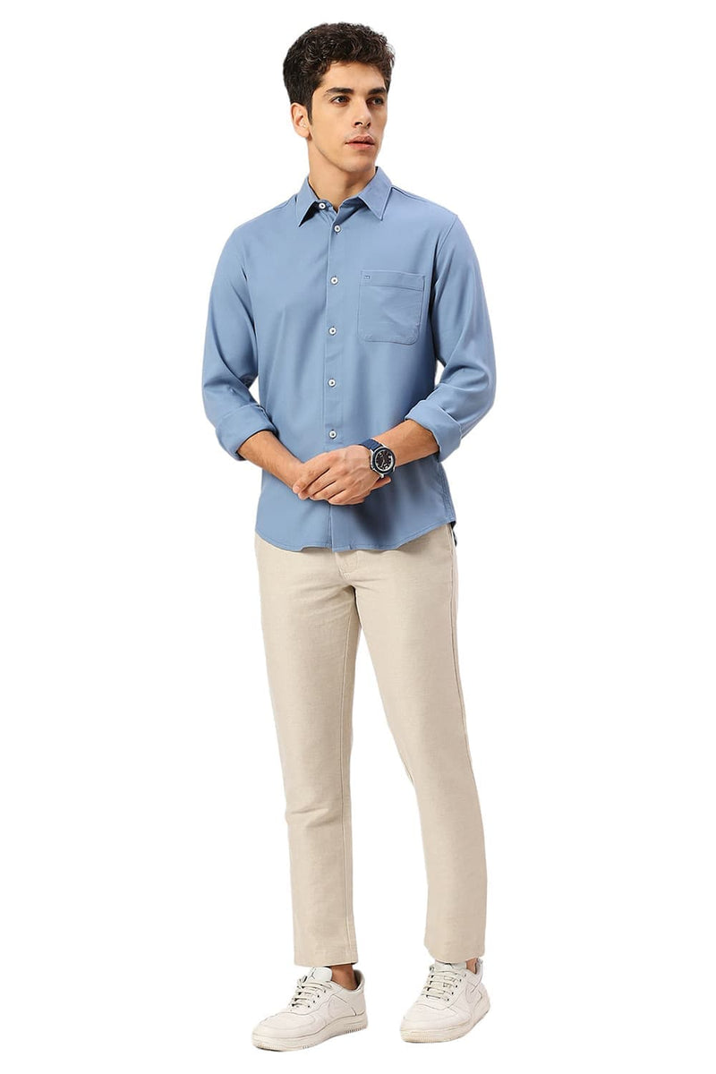 SLIM FIT VISCOSE POLYESTER STRETCH TWILL SHIRT