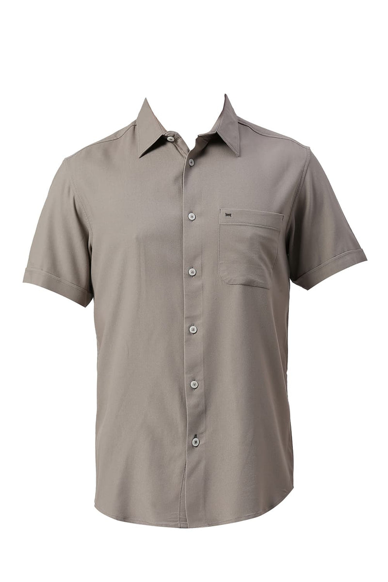 SLIM FIT VISCOSE POLYESTER STRETCH TWILL HALFSLEEVES SHIRT