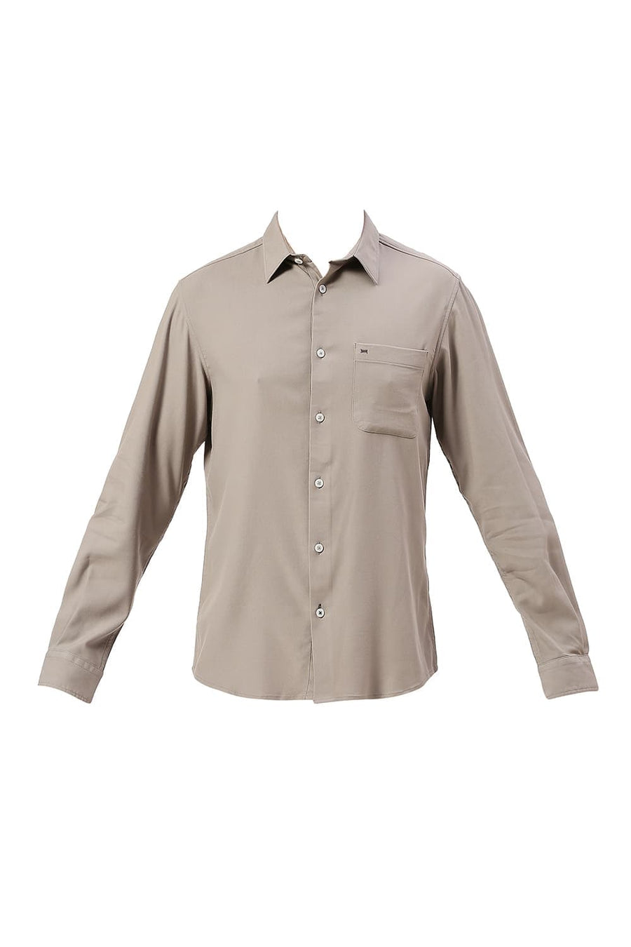 BASICS SLIM FIT GREY ELEPHANT VISCOSE POLYESTER STRETCH TWILL SHIRT