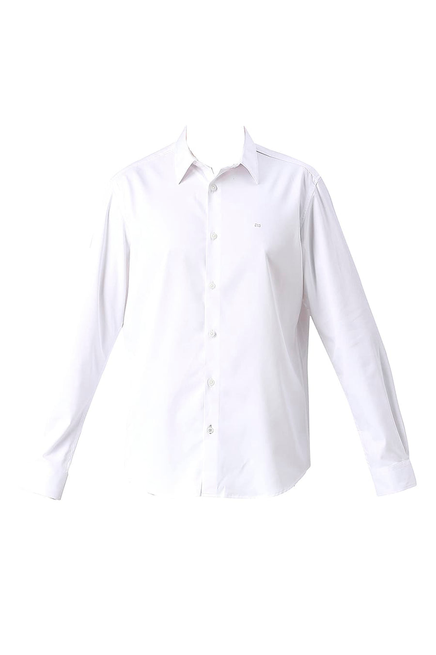 BASICS SLIM FIT BRILLIANT WHITE POLYESTER STRETCH SHIRT