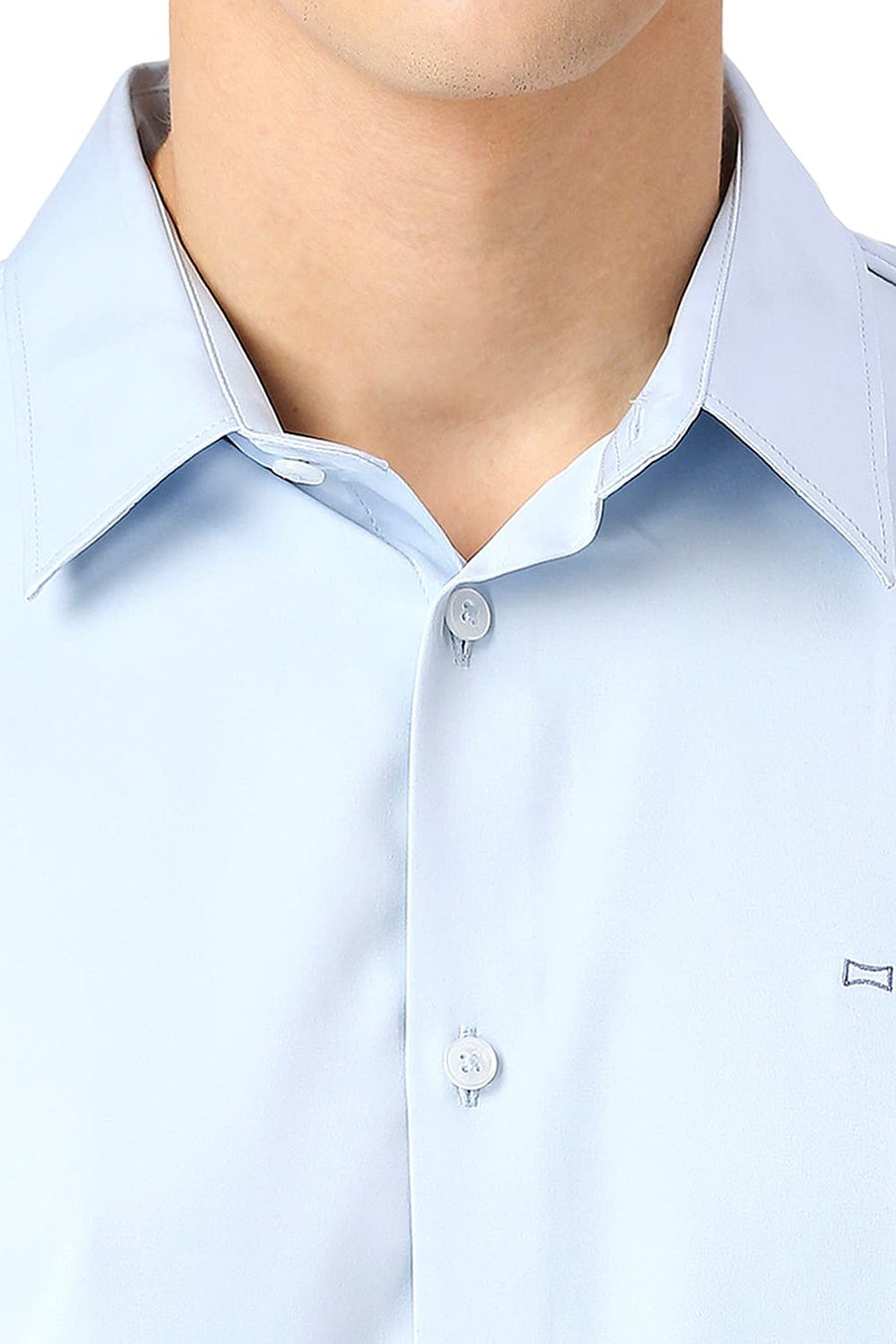 BASICS SLIM FIT BALLAD BLUE POLYESTER STRETCH SHIRT