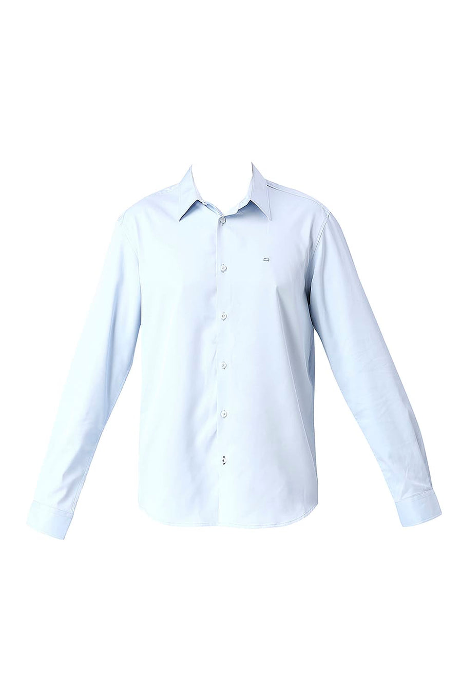 BASICS SLIM FIT BALLAD BLUE POLYESTER STRETCH SHIRT
