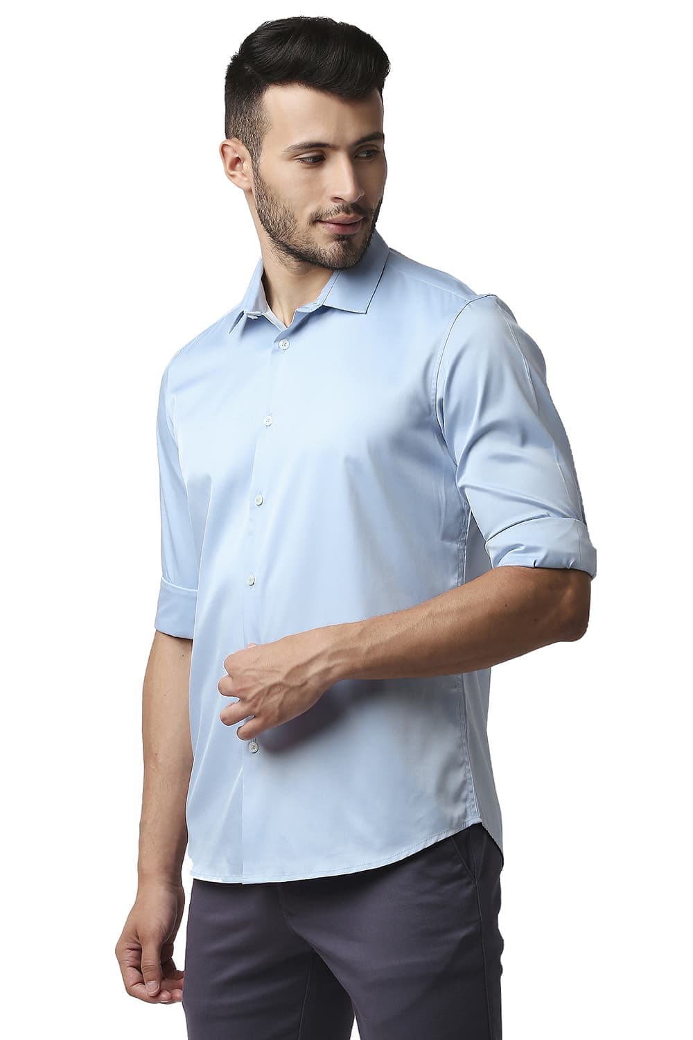 BASICS SLIM FIT POLYESTER STRETCH SHIRT