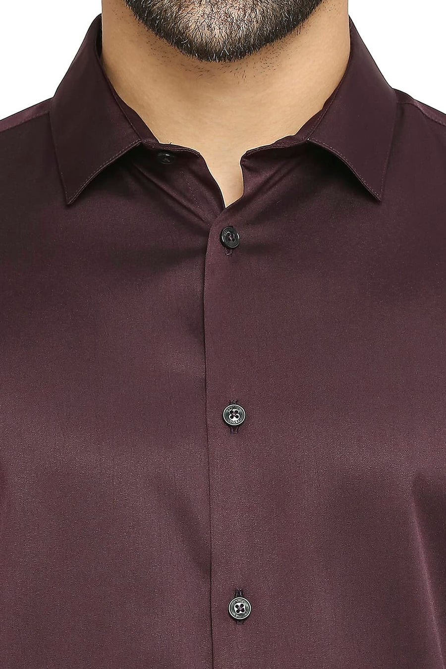 BASICS SLIM FIT PURPLE PENNANT POLYESTER STRETCH SHIRT
