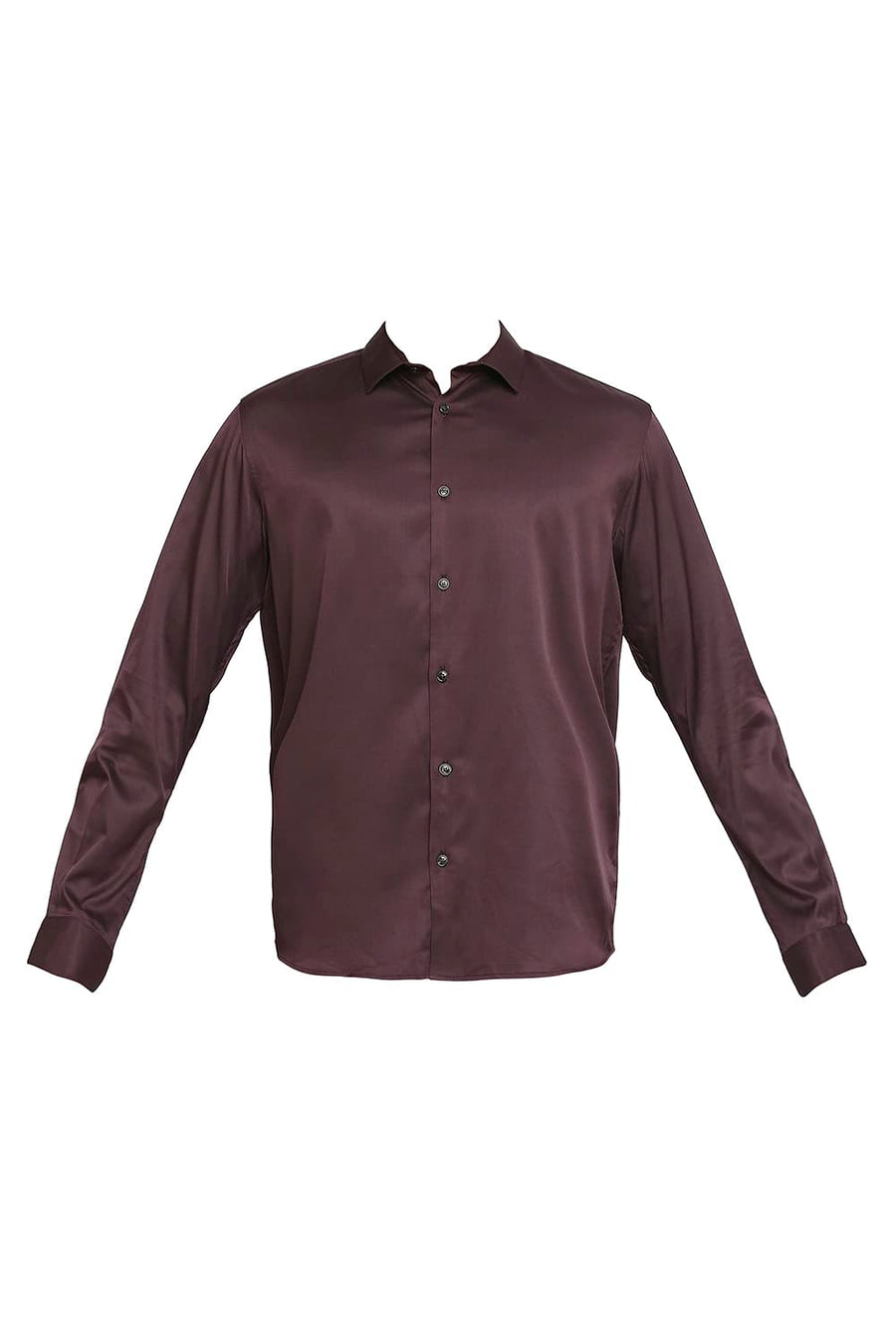 BASICS SLIM FIT PURPLE PENNANT POLYESTER STRETCH SHIRT