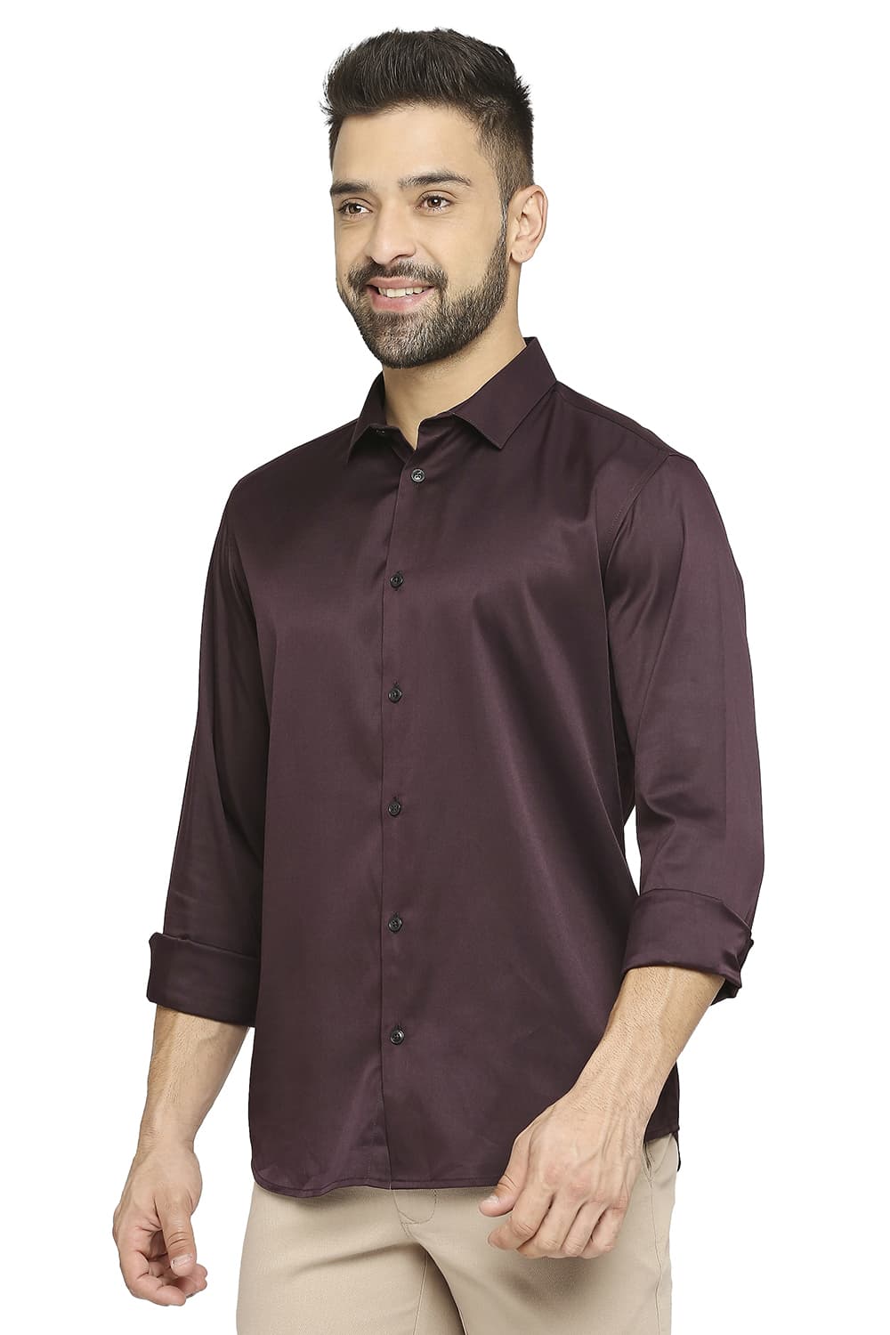 BASICS SLIM FIT POLYESTER STRETCH SHIRT