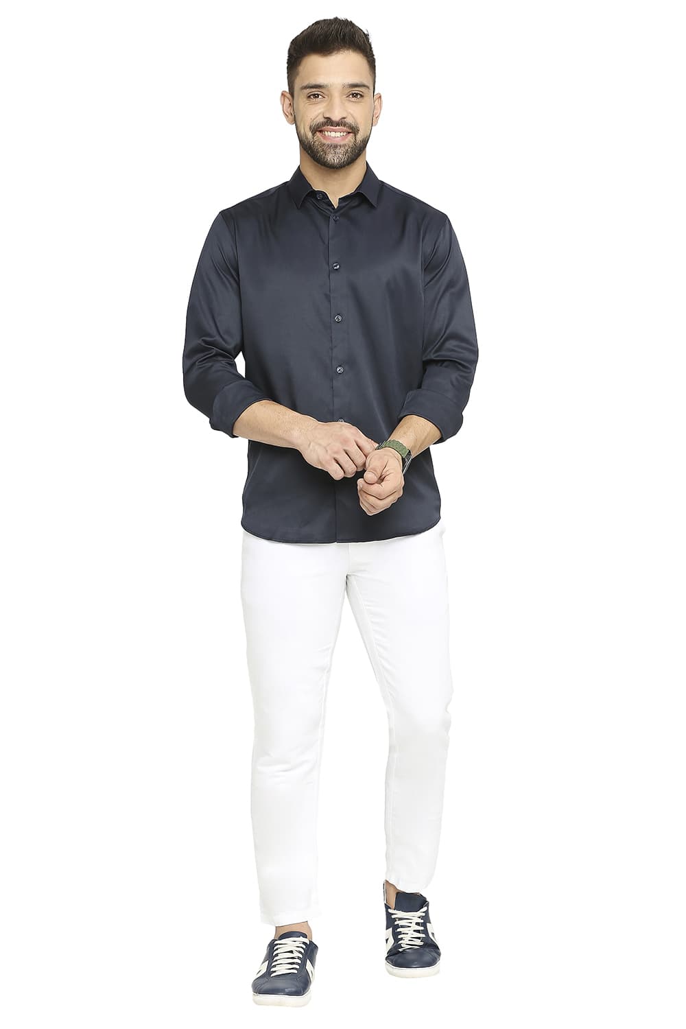 BASICS SLIM FIT POLYESTER STRETCH SHIRT