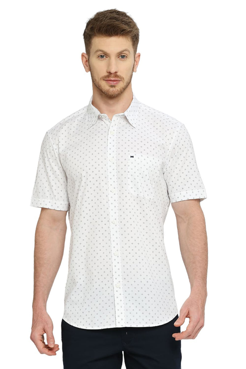 BASICS SLIM FIT COTTON OXFORD PRINTED SHIRT