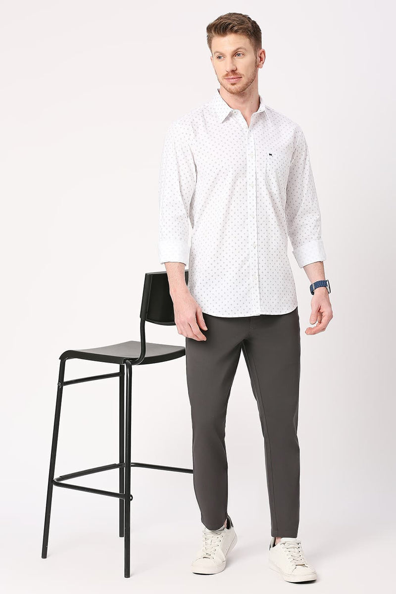 Slim Fit Cotton Oxford Printed Shirt