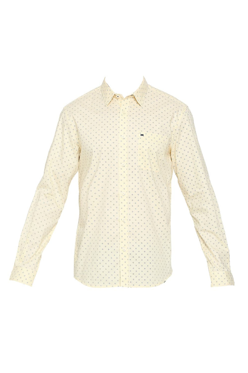 BASICS SLIM FIT COTTON OXFORD PRINTED SHIRT