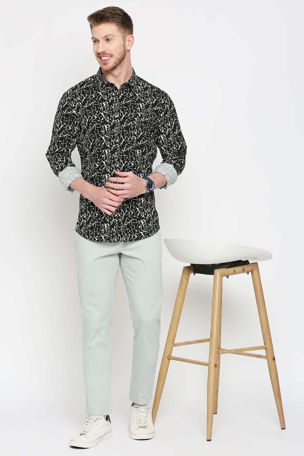 Slim Fit Cotton Viscose Printed Shirt