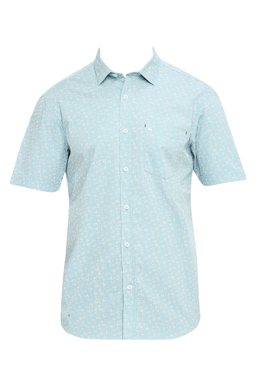 BASICS SLIM FIT COTTON POPLIN PRINTED HALFSLEEVES SHIRT