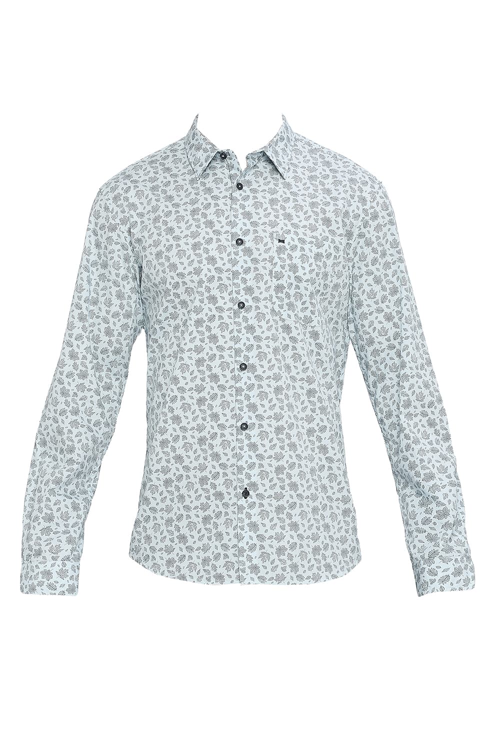 BASICS SLIM FIT COTTON POPLIN PRINTED SHIRT