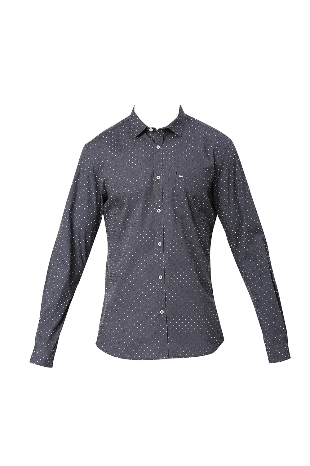 BASICS SLIM FIT COTTON POPLIN PRINTED SHIRT