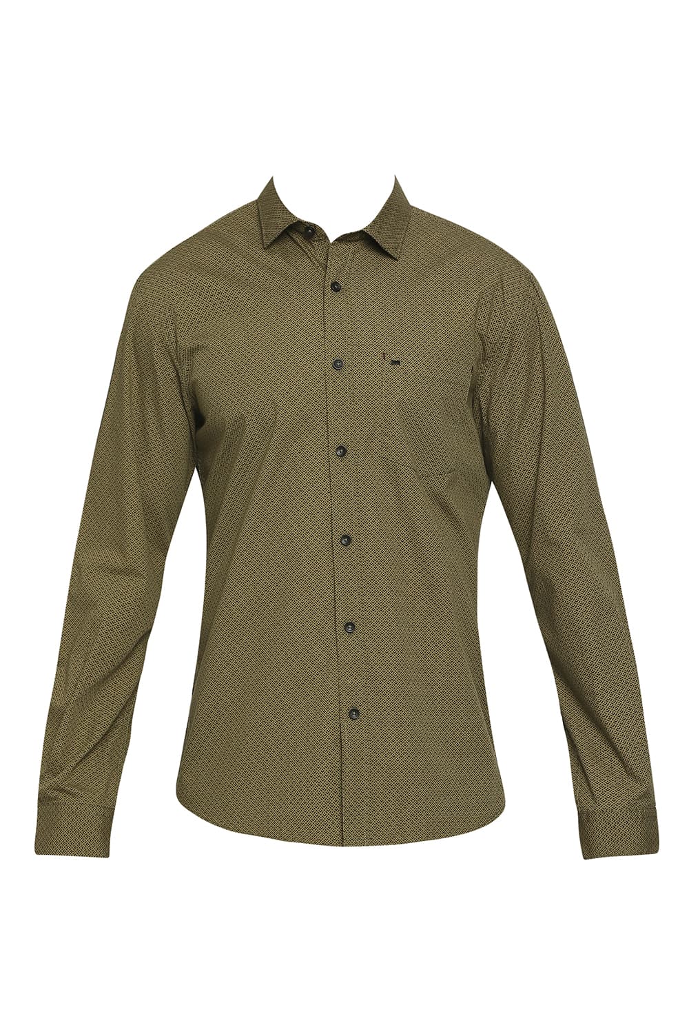 BASICS SLIM FIT COTTON POPLIN PRINTED SHIRT