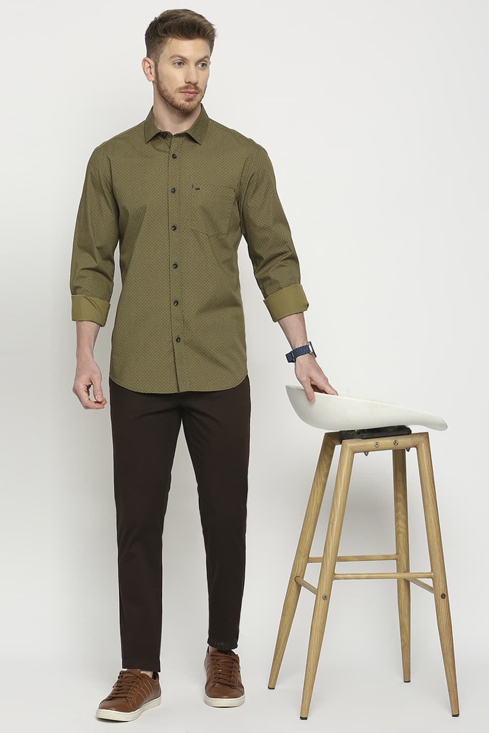 Slim Fit Cotton Poplin Printed Shirt