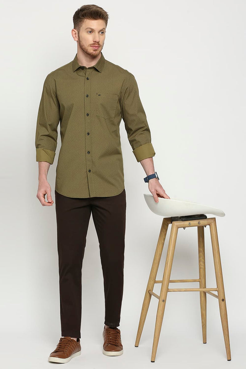 Slim Fit Cotton Poplin Printed Shirt