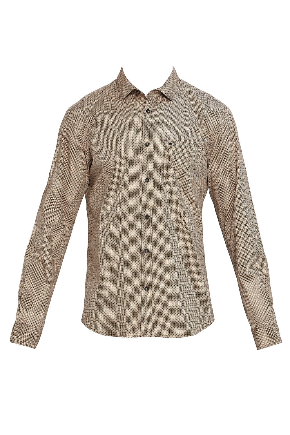 BASICS SLIM FIT COTTON POPLIN PRINTED SHIRT