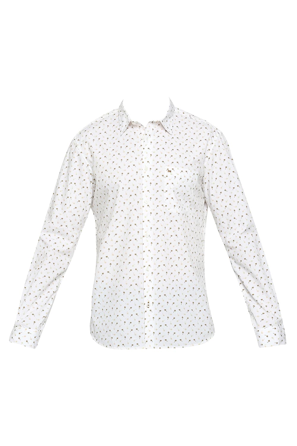 BASICS SLIM FIT COTTON POPLIN PRINTED SHIRT