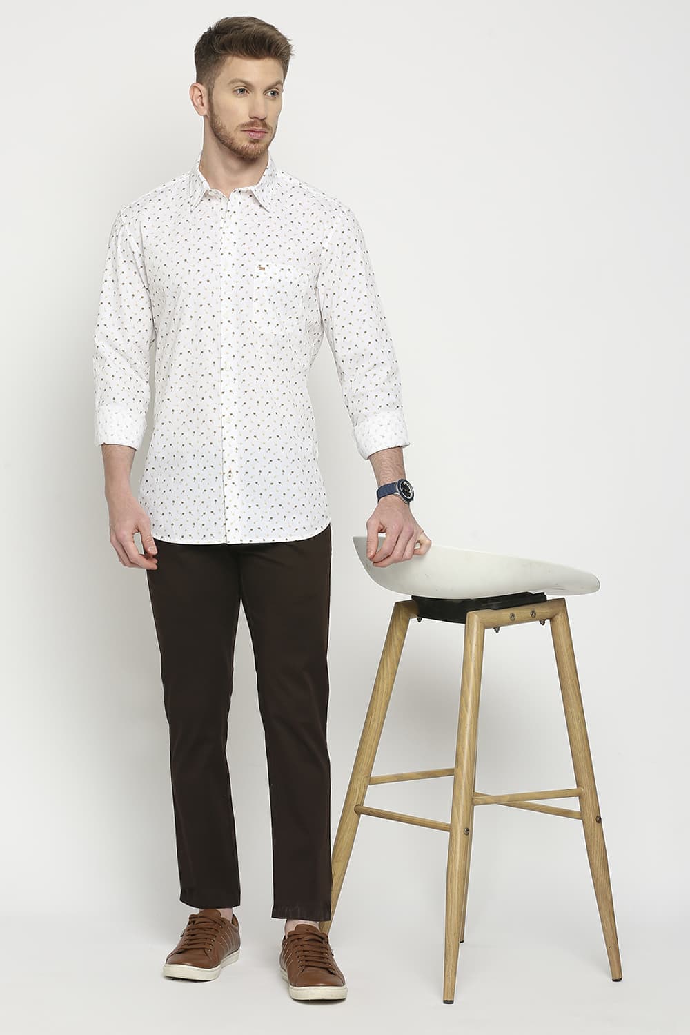 Slim Fit Cotton Poplin Printed Shirt