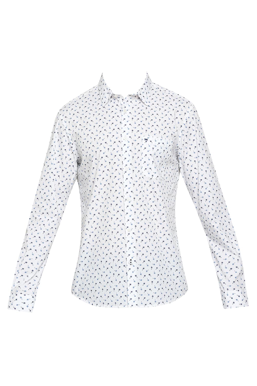 BASICS SLIM FIT COTTON POPLIN PRINTED SHIRT