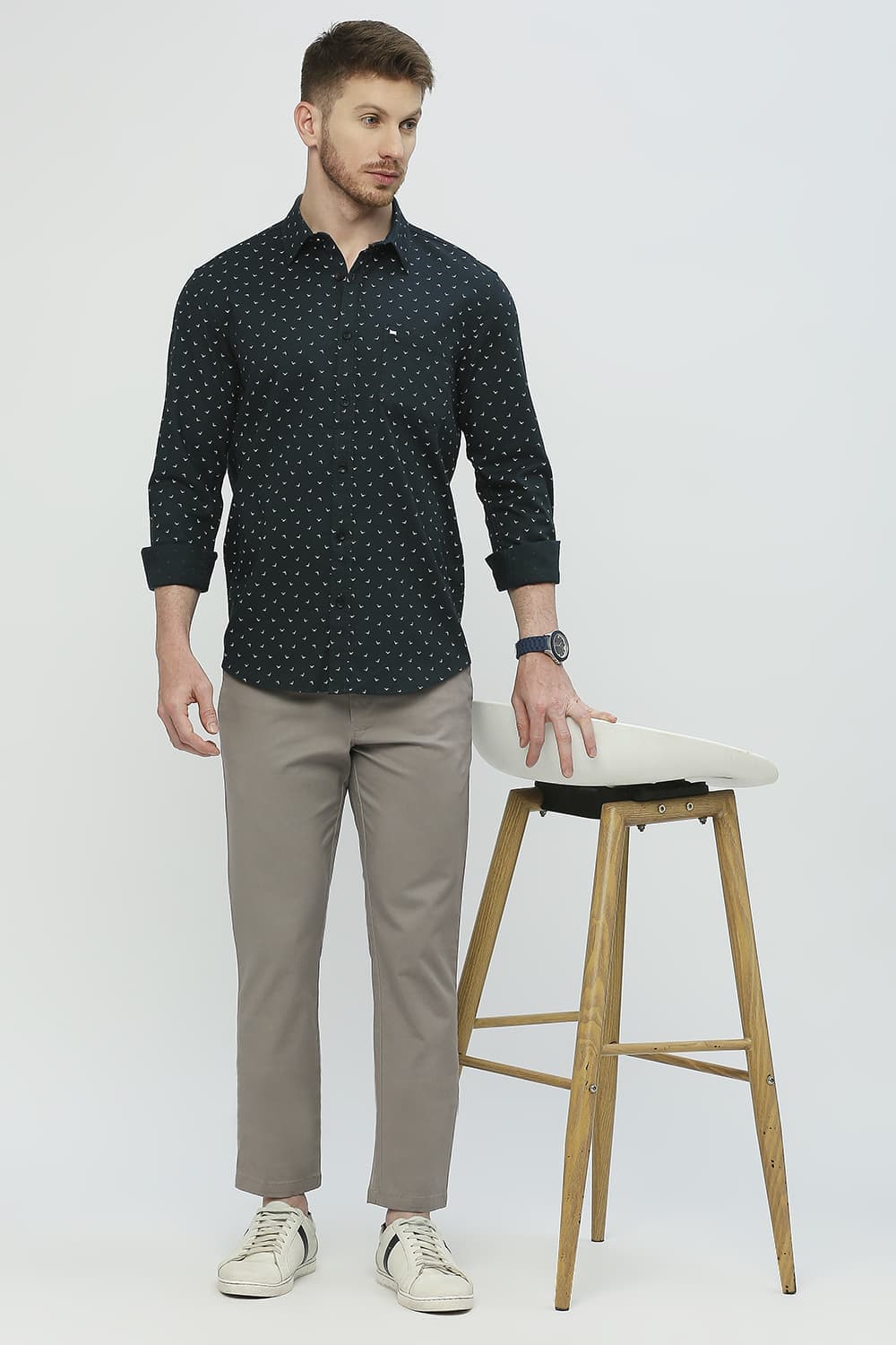 Slim Fit Cotton Dobby Printed Shirt