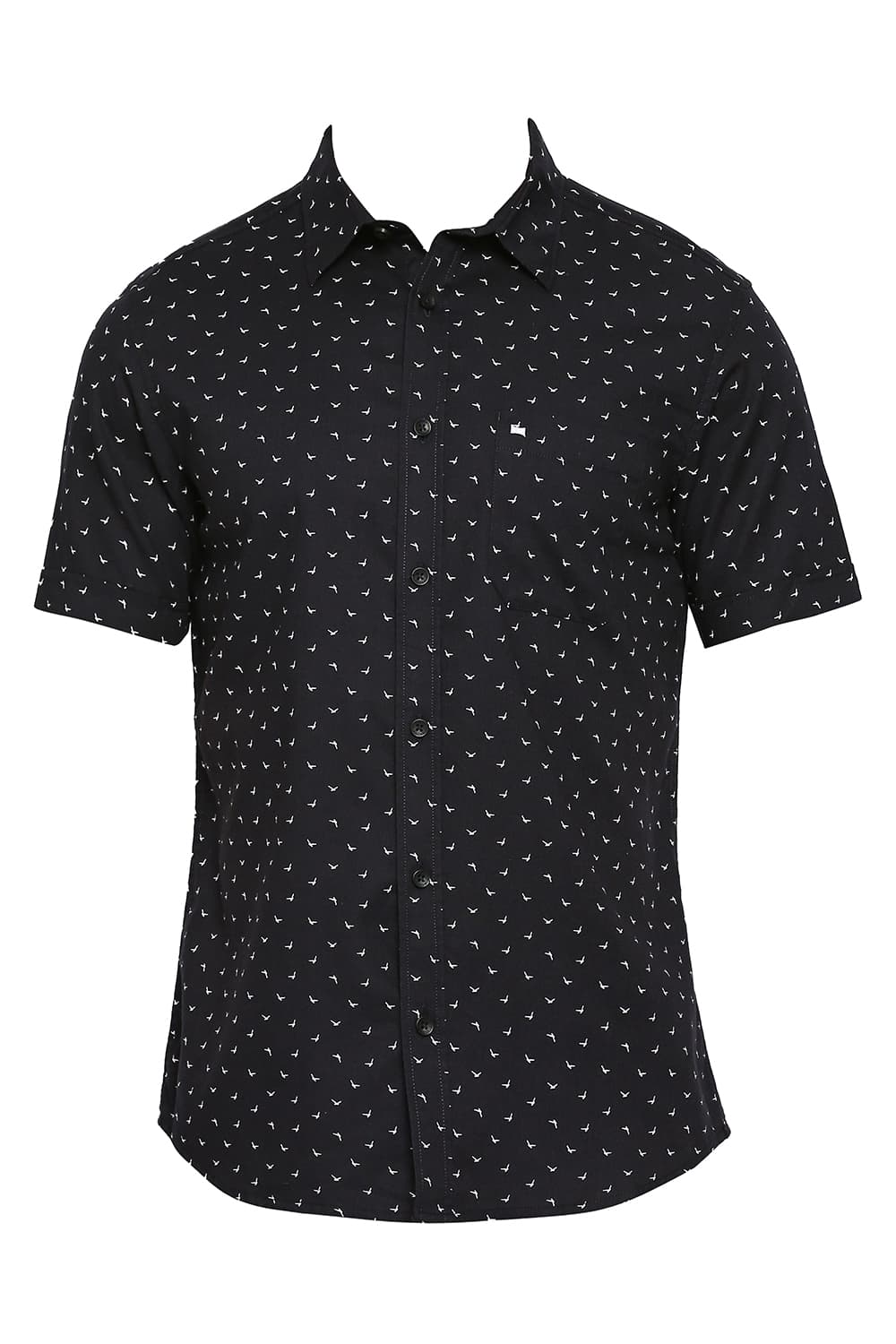 BASICS SLIM FIT COTTON DOBBY PRINTED HALFSLEEVES SHIRT