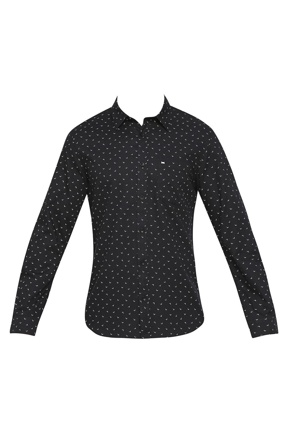 BASICS SLIM FIT COTTON DOBBY PRINTED SHIRT