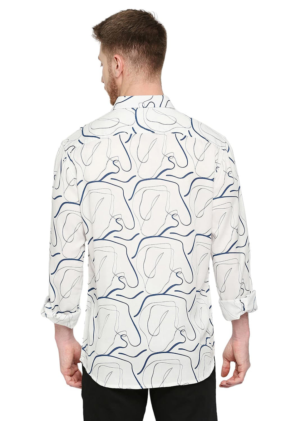 BASICS SLIM FIT SUMMER SAND ECRU TENCEL PRINTED SHIRT