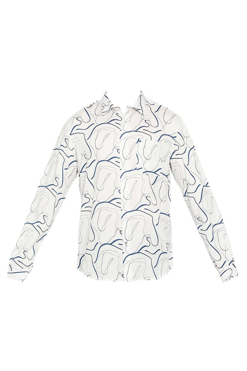 BASICS SLIM FIT TENCEL PRINTED SHIRT