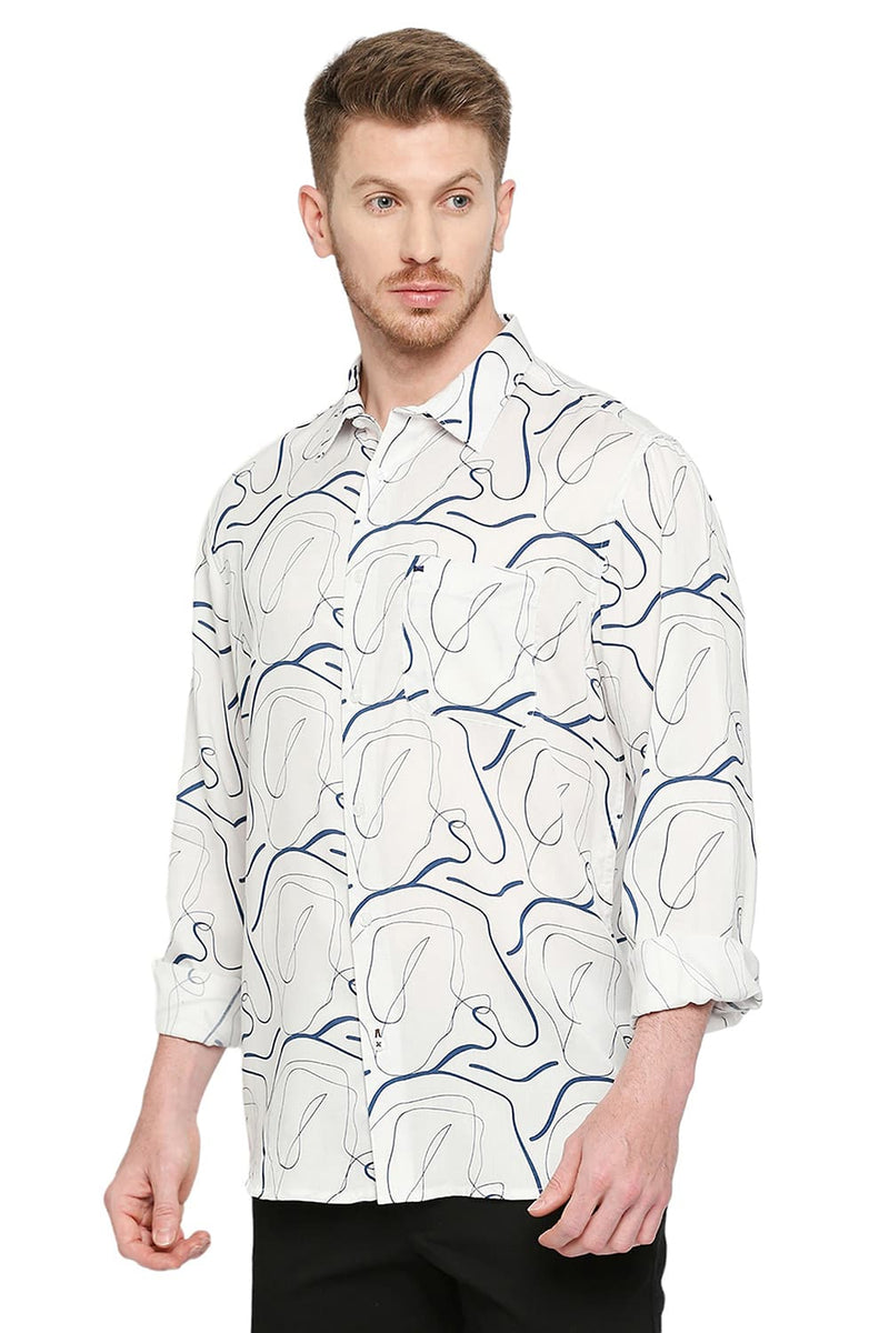 BASICS SLIM FIT TENCEL PRINTED SHIRT