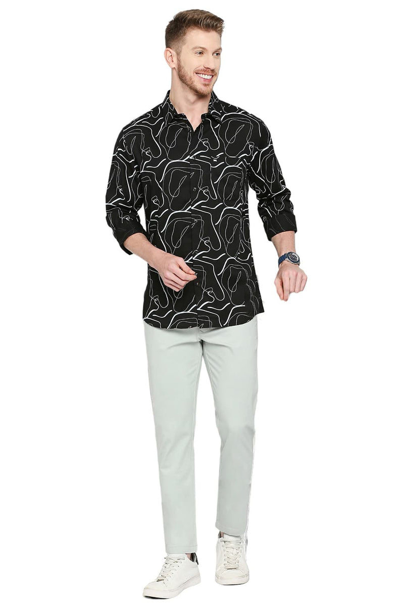 BASICS SLIM FIT TENCEL PRINTED SHIRT