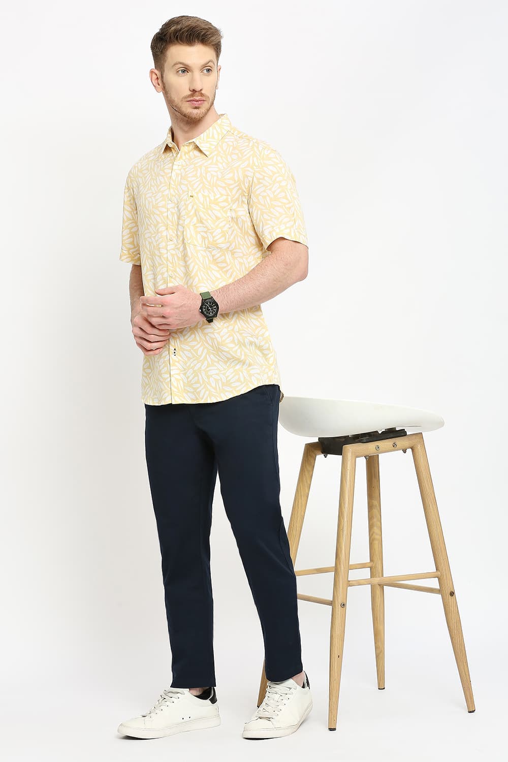 Slim Fit Tencel Printed Halfsleeves Shirt