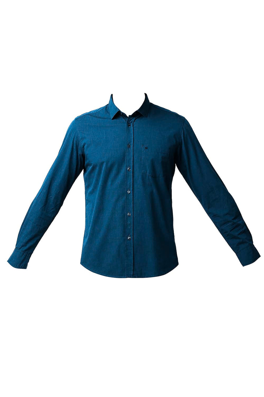 BASICS SLIM FIT INSIGNIA BLUE COTTON FIL-A-FIL SHIRT