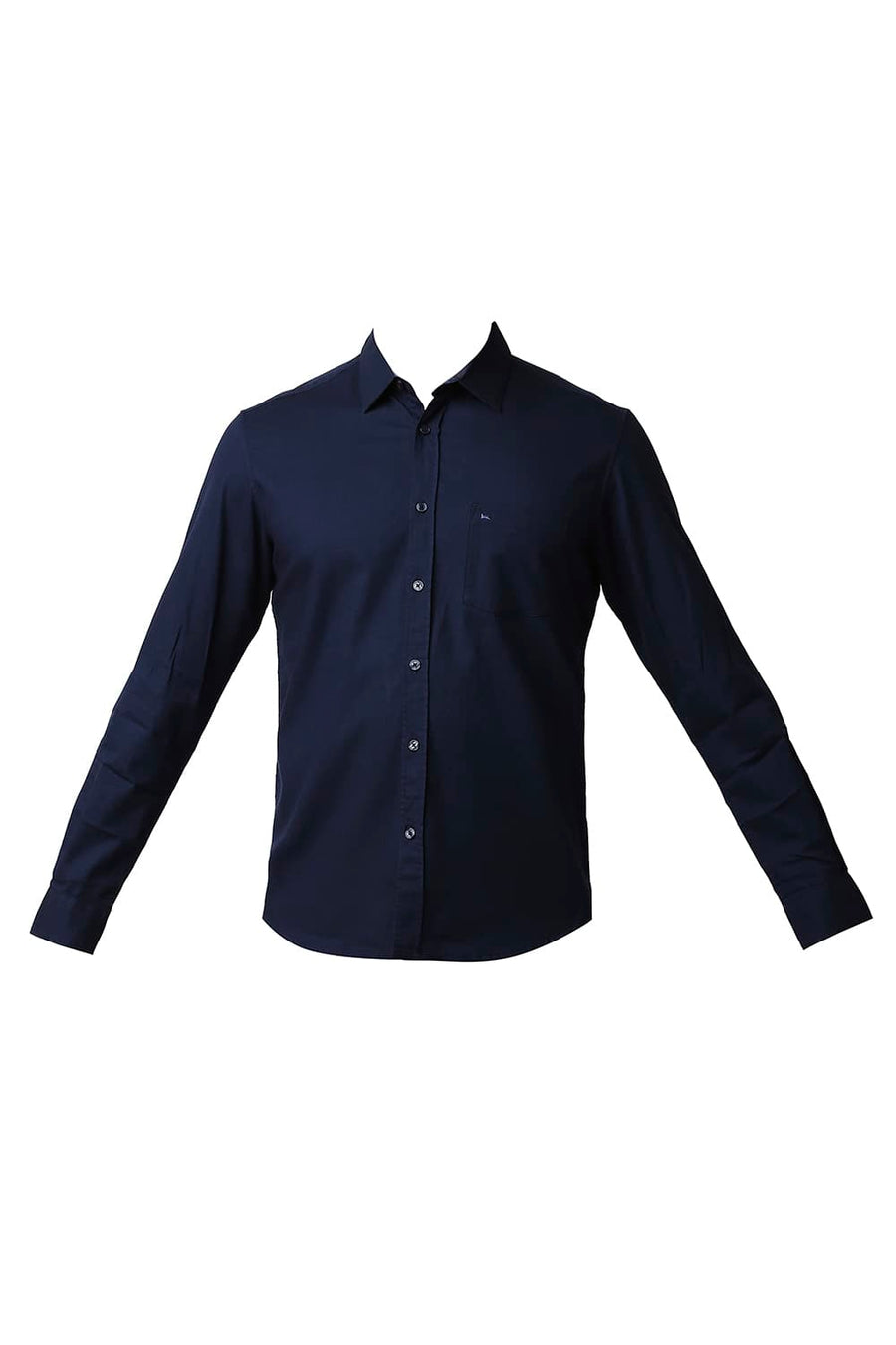 BASICS SLIM FIT SEAPORT NAVY COTTON CREPE SHIRT