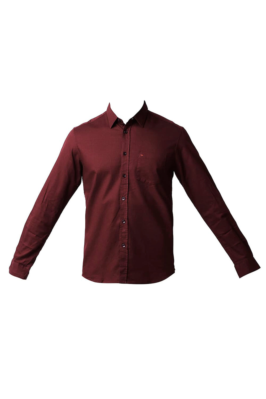 BASICS SLIM FIT TIBETAN RED COTTON CREPE SHIRT