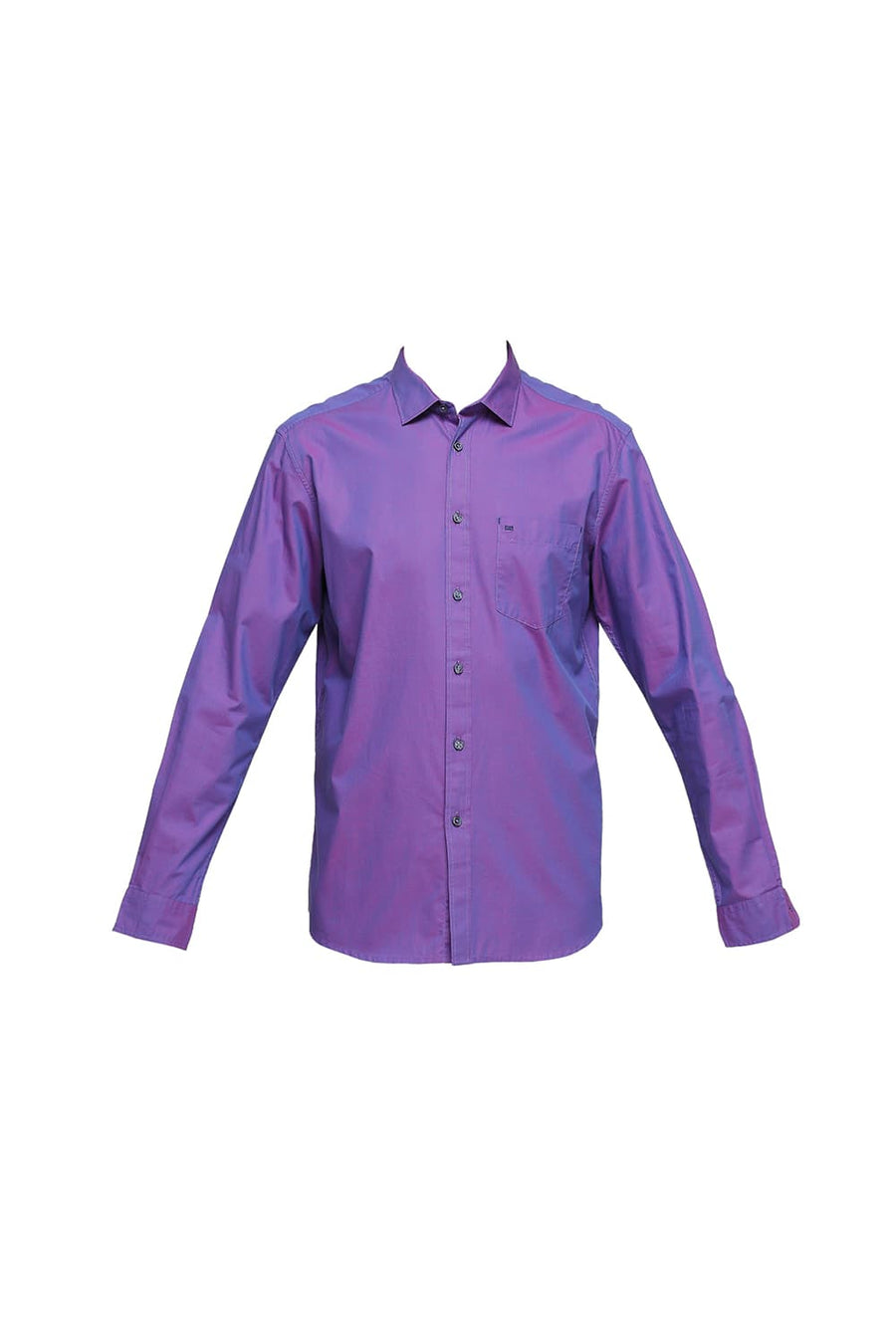 BASICS SLIM FIT GRAPE PURPLE COTTON TWO TONE CHAMBRAY SHIRT