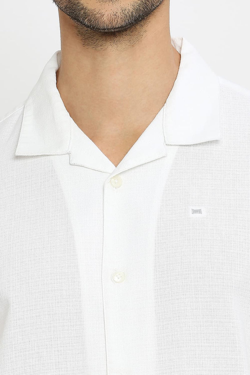 BASICS RELAXED FIT COTTON HOPSACK DOBBY HALFSLEEVES SHIRT